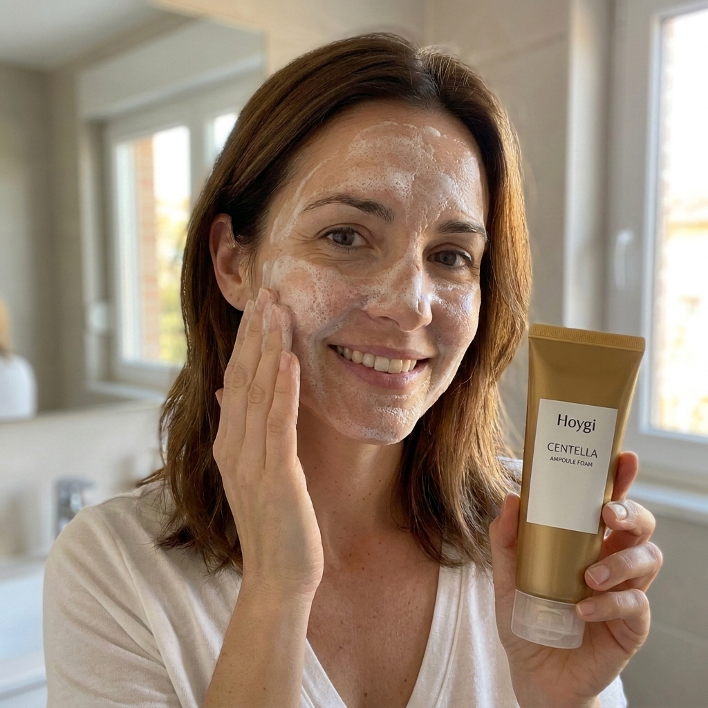 Paso 2 — Limpieza con espuma Hoygi Centella Ampoule Foam